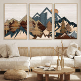 67950-MGV-CV-36X24-Modern Wood Wall Art Canvas Print, Framed Mountain Range Art Picture Print, Wood Mountain Range Perfect Rustic Decor Artwork