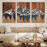 41330-MGV-CV-36X24-Rustic Mountain Wall Art – Wooden Nature Scene with Trees and Peaks, Handmade 3D Layered Decor for Living Room, Cabin or Office