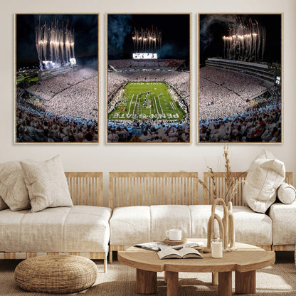 11391-MGV-CV-36X24-Penn State Stadium Wall Art – Panoramic White Out Football Game Canvas Print, College Sports Decor for Office, Man Cave, or Living
