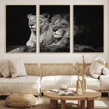 80013-MGV-CV-36X24-Lion and Lioness Wall Art – Black and White Wildlife Photography Canvas Print, African Safari Animal Decor for Office, Bedroom