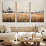 38193-MGV-CV-36X24-Golden Meadow Wall Art – Serene Grassland Landscape Canvas Print, Rustic Nature Decor for Bedroom, Living Room or Farmhouse