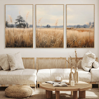 38193-MGV-CV-36X24-Golden Meadow Wall Art – Serene Grassland Landscape Canvas Print, Rustic Nature Decor for Bedroom, Living Room or Farmhouse