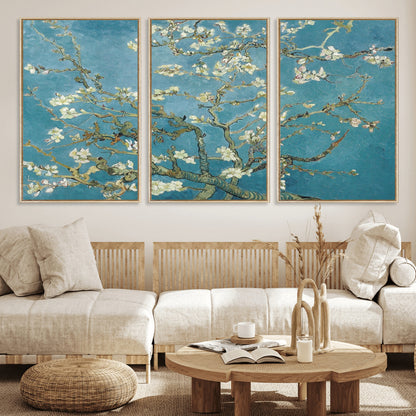 65607-MGV-CV-36X24-Almond Blossom Wall Art – Van Gogh Blue Floral Canvas Print, Elegant Impressionist Painting Decor for Living Room, Bedroom or