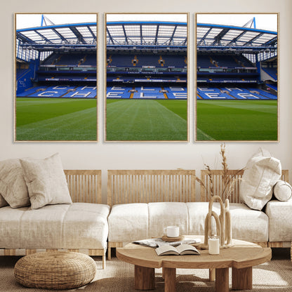 59508-MGV-FC-60X30-3P_Natural-Chelsea Stadium Wall Art – Stamford Bridge Football Arena Canvas Print, Iconic Soccer Artwork for Living Room, Office, Game Room