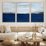 62197-MGV-CV-36X24-Abstract Ocean Wall Art – Minimalist Blue and White Canvas Print, Modern Coastal Seascape Painting for Bedroom, Living Room or