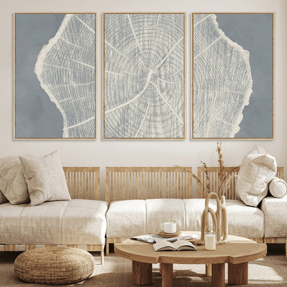 25547-MGV-CV-36X24-Tree Ring Wall Art Canvas Print, Framed Linocut Tree Ring Art Picture Print, Wood Texture Perfect Minimalist Farmhouse Decor