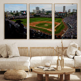 34859-MGV-CV-36X24-Wrigley Field Wall Art Canvas Print, Framed Chicago Cubs Stadium Art Picture Print, Wrigley Stadium Field Perfect Sport Room Decor