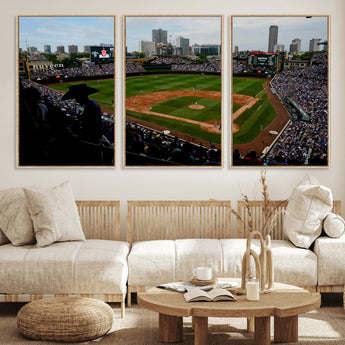 34859-MGV-CV-36X24-Wrigley Field Wall Art Canvas Print, Framed Chicago Cubs Stadium Art Picture Print, Wrigley Stadium Field Perfect Sport Room Decor