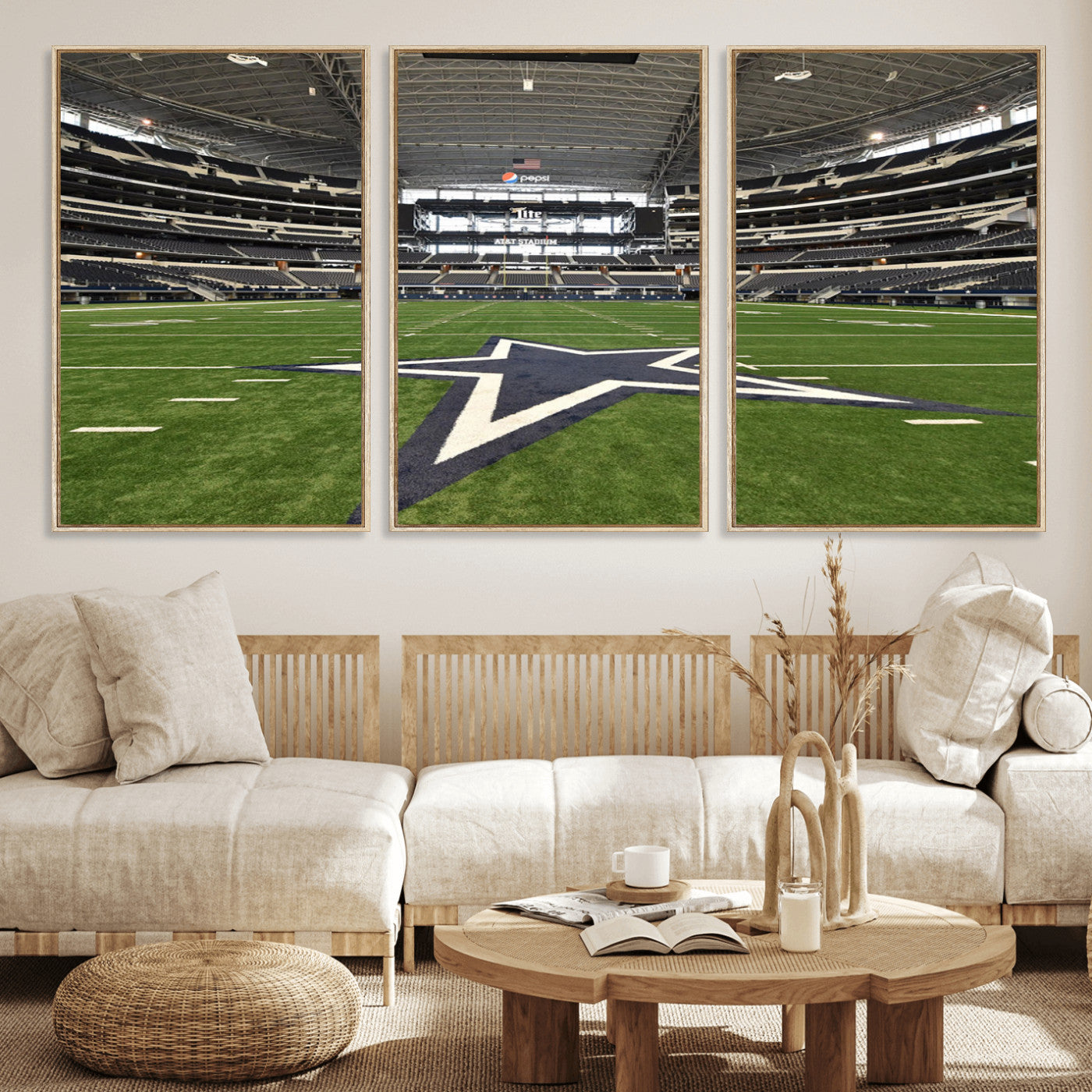 14834-MGV-CV-36X24-Dallas Att Stadium Wall Art Canvas Print, Framed Texas NFL Stadium Art Picture Print, American Football Stadium Perfect Sports
