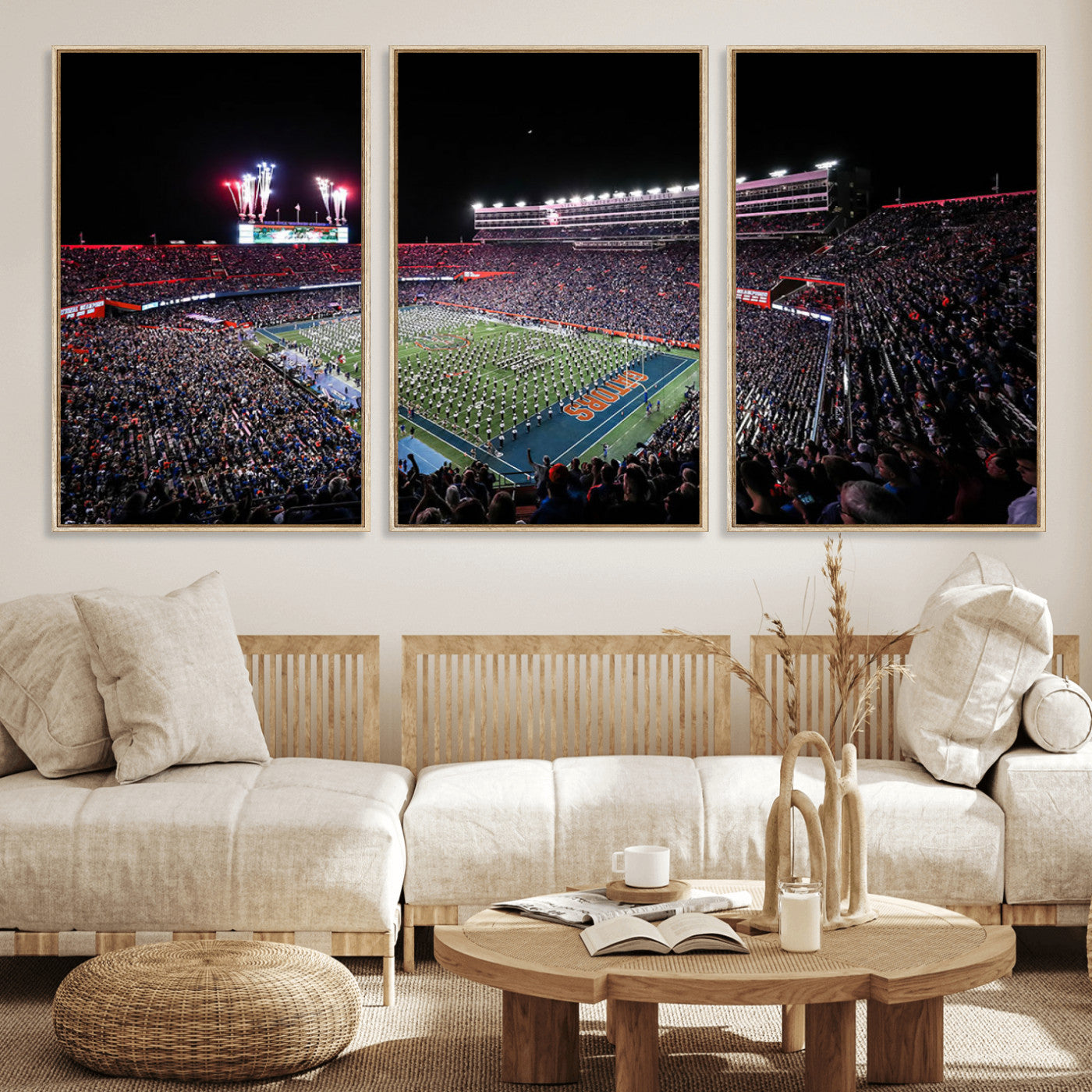46899-MGV-CV-36X24-Ben Hill Griffin Stadium Wall Art Canvas Print, Framed Football Stadium Art Picture Print, Florida Football Stadium Perfect Sport