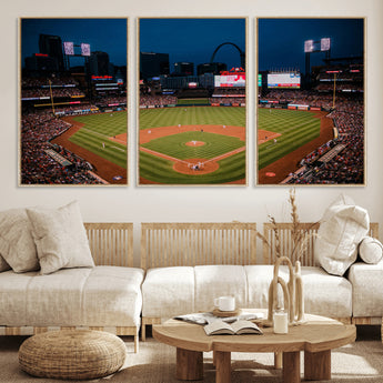 38612-MGV-CV-36X24-Busch Stadium Wall Art Canvas Print, Framed Missouri Stadium Art Picture Print, Busch Stadium Field Perfect Sports Room Decor