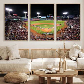 47365-MGV-FC-60X30-3P_Natural-Fenway Park Stadium Wall Art Canvas Print, Framed Boston Baseball Stadium Art Picture Print, MLB Stadium Field Perfect Sport Room