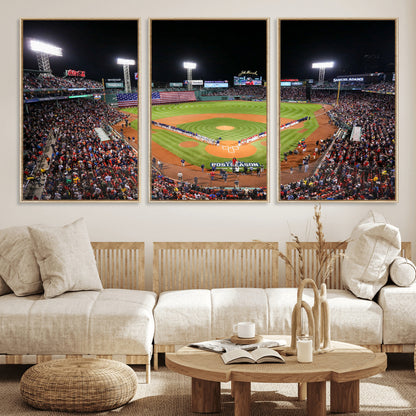 47365-MGV-FC-60X30-3P_Natural-Fenway Park Stadium Wall Art Canvas Print, Framed Boston Baseball Stadium Art Picture Print, MLB Stadium Field Perfect Sport Room