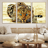 45281-MGV-CV-36X24-Blue Eye Leopard Wall Art Canvas Print, Framed Leopard Painting Art Picture Print, Big Cat Perfect Safari Wildlife Decor Artwork