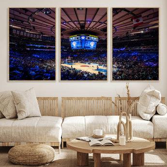 20491-MGV-FC-60X30-3P_Natural-Madison Square Garden Wall Art Canvas Print, Framed New York Stadium Art Picture Print, MSG Stadium Perfect Sport Room Decor