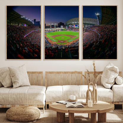 44322-MGV-CV-36X24-Minute Maid Park Wall Art Canvas Print, Framed Houston Astros Stadium Art Picture Print, Houston Astros Field Perfect Sports Room