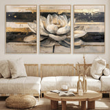 18807-MGV-CV-36X24-Lotus Flower Wall Art Canvas Print, Framed Abstract Lotus Art Picture Print, White Lotus Flower Perfect Abstract Floral Decor