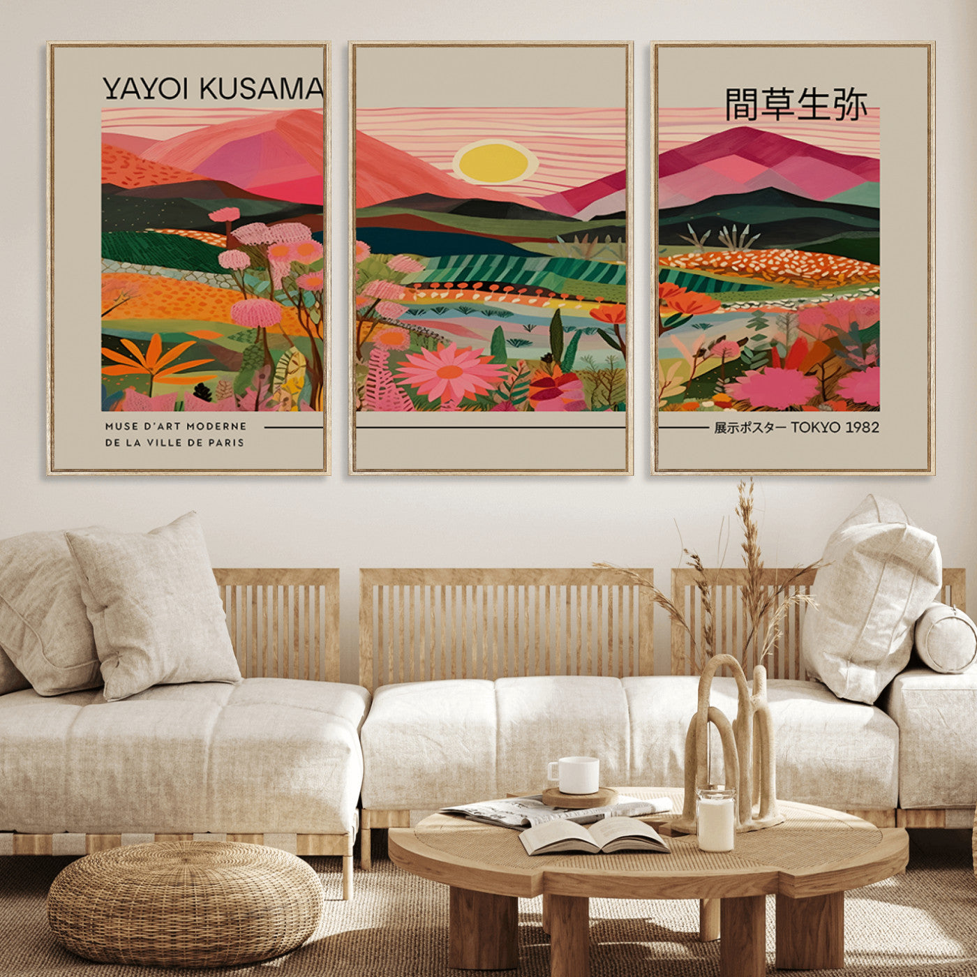 18304-MGV-FC-60X30-3P_Natural-Sunset Mountain Landscape Wall Art – Panoramic Abstract Nature Canvas Print, Vibrant Wall Decor for Living Room, Bedroom, Office,