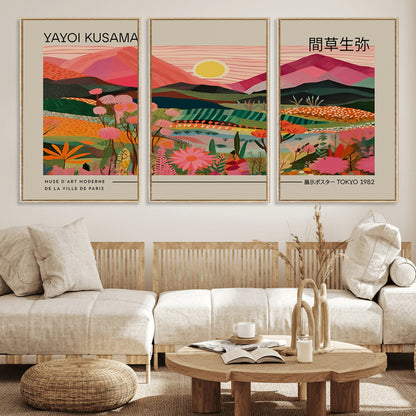 18304-MGV-FC-60X30-3P_Natural-Sunset Mountain Landscape Wall Art – Panoramic Abstract Nature Canvas Print, Vibrant Wall Decor for Living Room, Bedroom, Office,