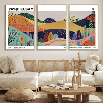 66936-MGV-CV-36X24-Kusama Wall Art – Vibrant Abstract Hills Canvas Print, Japanese Modern Landscape Poster for Living Room, Office, Studio or