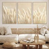 81444-MGV-CV-36X24-Pampas Grass Wall Art Canvas Print, Framed Beige Pampas Grass Art Picture Print, Minimalist Beige Perfect Minimalist Nature Decor
