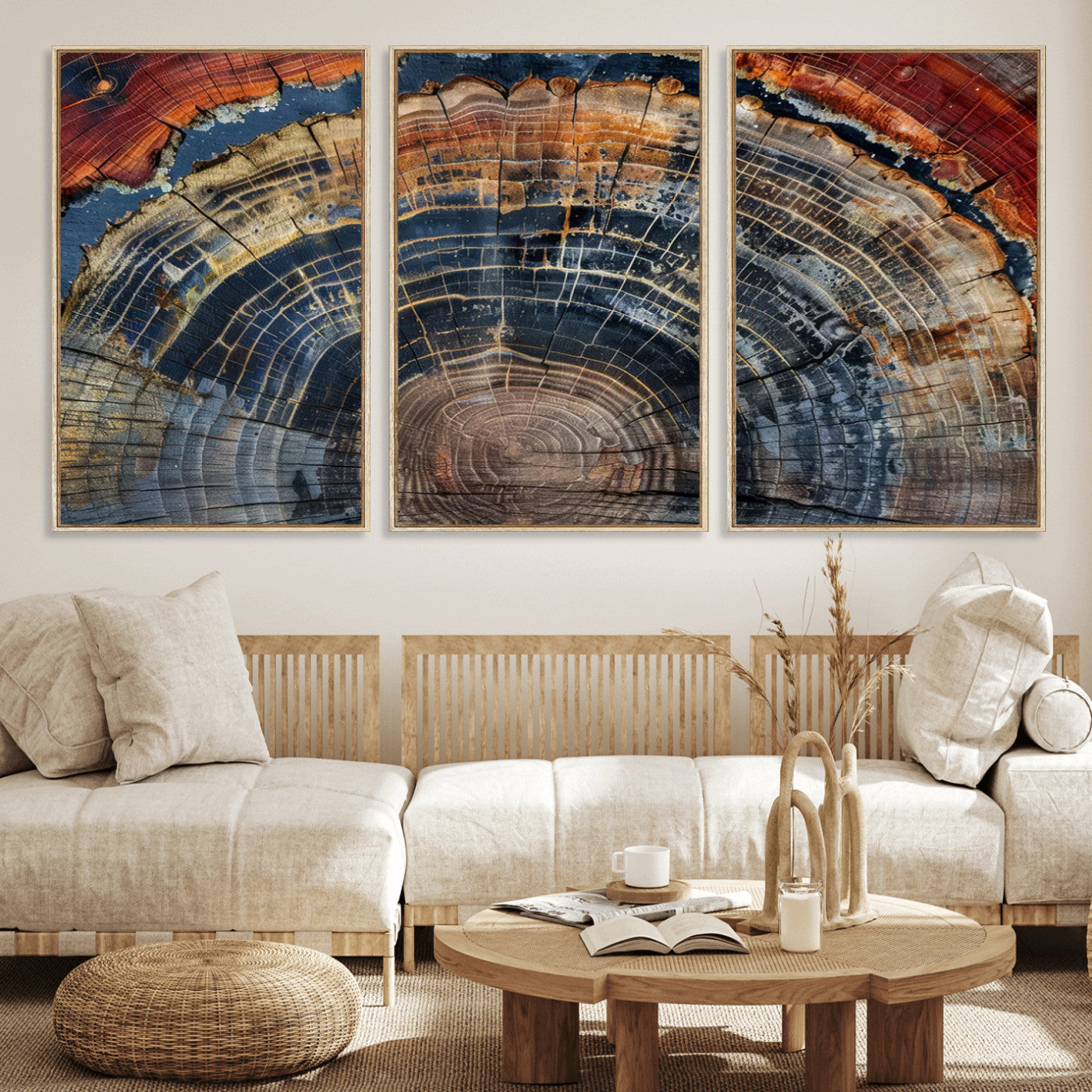 63519-MGV-CV-36X24-Tree Ring Wall Art – Rustic Nature Wood Grain Canvas Print, Abstract Natural Texture Artwork Poster for Living Room, Bedroom,