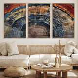 63519-MGV-CV-36X24-Tree Ring Wall Art – Rustic Nature Wood Grain Canvas Print, Abstract Natural Texture Artwork Poster for Living Room, Bedroom,