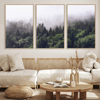 42578900-MGV-CV-36X24-Misty Forest Wall Art – Serene Mountain Pine Tree Canvas Print, Nature Landscape Decor for Bedroom, Living Room, Office or Rustic