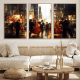 58782-MGV-FC-60X30-3P_Natural-Jazz Musicians Cityscape Wall Art – Vibrant Urban Night Canvas Print, Elegant Music Themed Decor for Living Room, Office, or Music