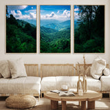 74439378-MGV-FC-60X30-3P_Natural-Tropical Jungle Wall Art Canvas Print, Framed Lush Valley Art Picture Print, Forest Mountains Perfect Tropical Wilderness Decor