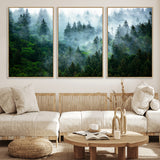 17393683-MGV-CV-36X24-Misty Forest Art Wall Art Canvas Print, Framed Foggy Mountain Art Art Picture Print, Scenic Wall Print Perfect Decor Artwork