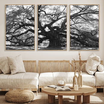 81655611-MGV-CV-36X24-Ancient Oak Wall Art Canvas Print, Framed Twisted Branches Art Picture Print, Gnarled Tree Perfect Moody Nature Decor Artwork
