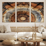 15184146-MGV-CV-36X24-Tree Rings Wall Art Canvas Print, Framed Wood Texture Art Picture Print, Rustic Pattern Perfect Rustic Organic Decor Artwork