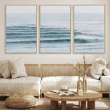 73969318-MGV-CV-36X24-Ocean Waves Wall Art Canvas Print, Framed Surfer Lineup Art Picture Print, Crowded Ocean Perfect Minimal Coastal Decor Artwork