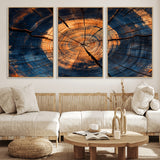 18975622-MGV-CV-36X24-Burnt Wood Wall Art Canvas Print, Framed Aged Timber Art Picture Print, Rustic Tree Slice Perfect Rustic Decor Artwork for Home,