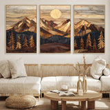 39116082-MGV-CV-36X24-Wood Mountain Landscape Wall Art Canvas Print, Framed Sunset Hills Art Picture Print, Abstract Nature Perfect Boho Decor Artwork