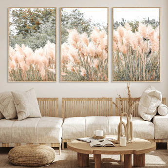 21826392-MGV-CV-36X24-Pampas Grass Wall Art Canvas Print, Framed Soft Pampas Art Picture Print, Pastel Grasses Perfect Soft Neutral Boho Decor Artwork