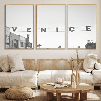 68254589-MGV-CV-36X24-Venice Sign Wall Art Canvas Print, Framed Venice Letters Art Picture Print, Los Angeles Perfect Minimalist Urban Decor Artwork