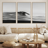 24029476-MGV-CV-36X24-Black Wave Wall Art Canvas Print, Framed Abstract Surf Art Picture Print, Minimalist Ocean Perfect Minimalist Coastal Decor