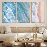 17641845-MGV-CV-36X24-Aerial Ocean Wall Art Canvas Print, Framed Blue Waves Art Picture Print, Sandy Shoreline Perfect Modern Coastal Decor Artwork