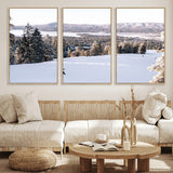 79857868-MGV-FC-60X30-3P_Natural-Snowy Mountain Wall Art Canvas Print, Framed Ski Slope Art Picture Print, Winter Forest Perfect Modern Rustic Decor Artwork
