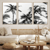 46641801-MGV-CV-36X24-Palm Tree Wall Art Canvas Print, Framed Black White Tropics Art Picture Print, Monochrome Palms Perfect Modern Tropical Minimalist
