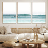 56345117-MGV-CV-36X24-Minimalist Surfing Wall Art Canvas Print, Framed Ocean Waves Art Picture Print, Soft Ocean Perfect Minimalist Coastal Decor