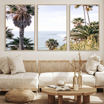 51404565-MGV-CV-36X24-Palm Trees Wall Art Canvas Print, Framed Ocean Breeze Art Picture Print, Coastal View Perfect Tropical Coastal Decor Artwork
