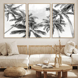 62113786-MGV-CV-36X24-Black White Palm Wall Art Canvas Print, Framed Monochrome Tropics Art Picture Print, Minimalist Beach Perfect Coastal Minimalist