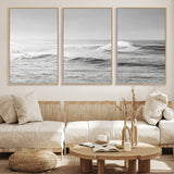98634812-MGV-FC-60X30-3P_Natural-Black and White Ocean Waves Wall Art – Minimalist Sea Canvas Print, Coastal Photography Decor for Living Room, Bedroom or Office