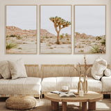 67109959-MGV-FC-60X30-3P_Natural-Joshua Tree Wall Art Canvas Print, Framed Neutral Desert Art Picture Print, Earthy Landscape Perfect Neutral Boho Decor Artwork