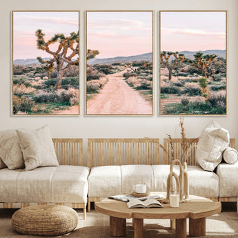 12540952-MGV-CV-36X24-Joshua Tree Park Wall Art Canvas Print, Framed Desert Road Art Picture Print, Sunset Drive Perfect Southwestern Boho Decor Artwork
