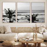 17508038-MGV-CV-36X24-Tropical Coastline Wall Art Canvas Print, Framed Palm Trees Art Picture Print, Ocean Waves Perfect Minimalist Coastal Decor