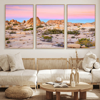 96167137-MGV-CV-36X24-Vibrant Sunset Sky Wall Art Canvas Print, Framed Joshua Tree Art Picture Print, Rugged Terrain Perfect Southwestern Boho Decor